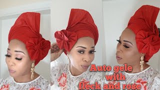 Auto gele with flick and rose on the side