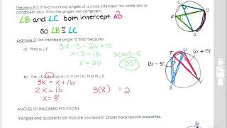 Geometry CP 9.4 Inscribed Angles