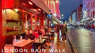 London Sunset Rain Walk | Relaxing Evening Walk through West End [4K HDR]