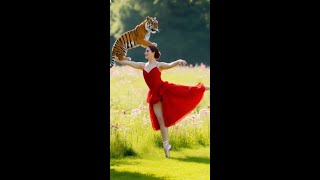 🌍 Epic Showdown: Woman vs Baby Tiger in a Heartwarming Nature Dance! 🐯✨ | Daily Short #Shorts #ai