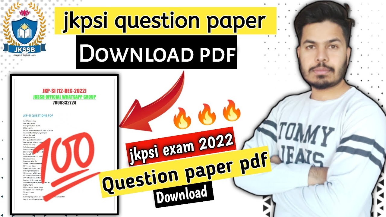 Jkpsi Questions Paper - Pdf Download | Jkssb Online Tutorial - YouTube