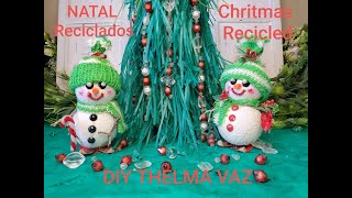 #Shorts Christmas Ideas Recycled. Arvore de Natal de Garrafa Pet e Bonecos de Neve de Meias.