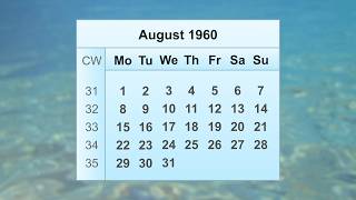 August 1960 Calendar