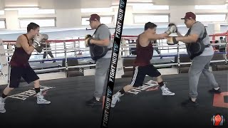 DAMN! OSCAR VALDEZ SMASHING THE PADS WITH 8 PUNCH COMBINATIONS! CONTINUES TRAINING FOR RETURN FIGHT