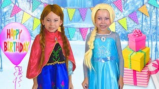 Alice Pretend Princess & preparing celebrating Happy Birthday for Frozen Elsa