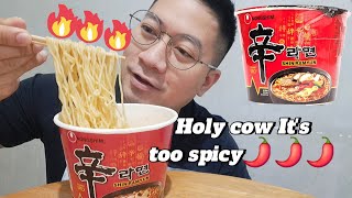 Eating Shin Ramyun went wrong; it's too spicy | 7/10 | Crisfel Fernandez