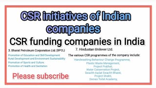 CSR initiatives of indian companies | csr funding companies in India | csr initiatives in India