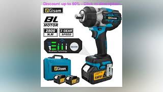 Gisam 2800N.M Brushless Electric Wrench 1/2 Inch Cordless Impact Wrench Electirc Screwdriver Dr