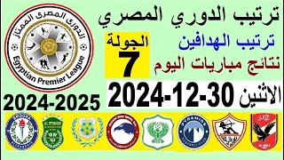 ترتيب الدوري المصري وترتيب الهدافين الجولة 7 اليوم الاثنين 30-12-2024 - تعادل الاهلي و فوز بيراميدز