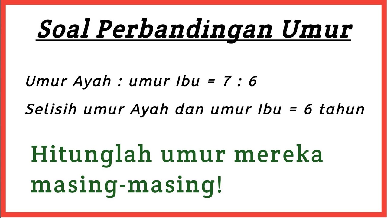 Soal Perbandingan Umur || Matematika SD - YouTube