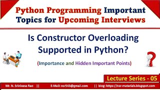 Is Constructor Overloading Possible in Python? || Overloading Constructors in Python || Python OOP