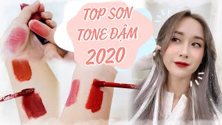 13 MÀU SON TONE ĐẬM - SON ĐỎ NÂU ĐẤT 2020 | MY FAVORITE LIPSTICK COLORS | HƯƠNG WITCH