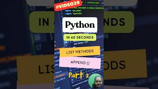 Append Method : List Methods in Python Part 2 #shorts