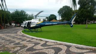 Araputanga Helicóptero da Polícia sobrevoa região central da cidade