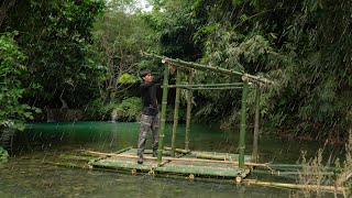 5 Days solo survival CAMPING. Build a Survival Shelter on the Water, Fish Trap,Catch and Cook
