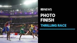 Thrilling photo finish to men's 100m sprint \u0026 Aussies win silver and bronze in high jump | ABC News