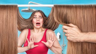 Wearing the Longest Hair for 24 Hours! Girl Problems with Long Hair!