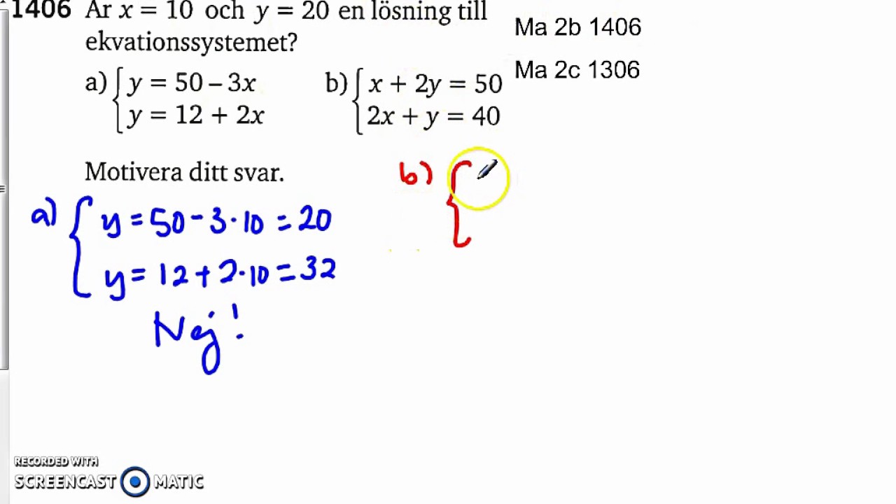 Matematik 5000 Ma 2c Kapitel 1 Ekvationssystem Grafisk Lösning 1306 ...