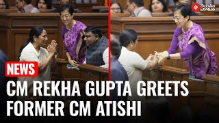 Delhi Assembly: Rekha Gupta Exchanges Greetings with Atishi; MLAs Take Oath