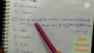 pharmacognosy Annual examination questions paper 2017 //D pharma 1st year