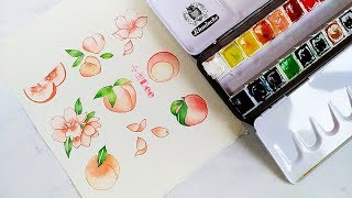 【Dee水彩】哇，是水蜜桃手帐素材呀～watercolor painting