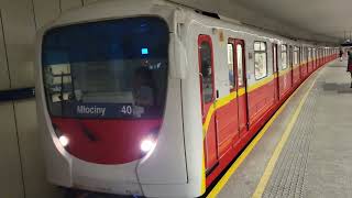 Northbound Warsaw Metro M1 Trains at Politechnika Station