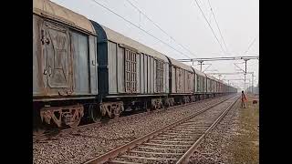 Aggression of WDG4G diesel engine loud honking with long freight train #indianrailwaysfreighttrain