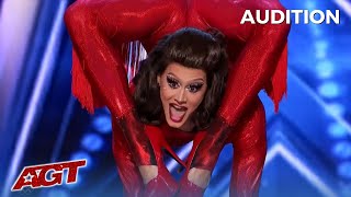 OMG! Singing Contortionist Drag Queen "Scarlett Business" WOWS on America's Got Talent