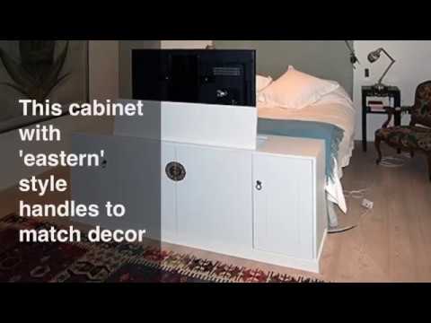 Tv Lift Cabinet For End Of Bed Standard Space Between Cabinets