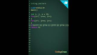 #112📚c language tutorial👨‍🏫C pattern program #shorts #coding #cprogramming