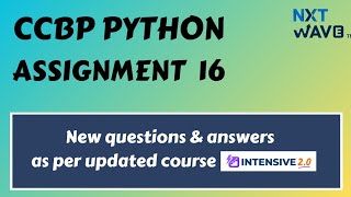 Coding Assignment 16 || Python || CCBP || Nxtwave #ccbp #python #ccbpintensive