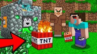 Minecraft NOOB vs PRO: WHY NOOB DESTROY THE VILLAGER EMERALD GENERATOR? Challenge 100% trolling