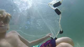 Cast net underwater video