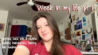 Week in my life pt 1 (baking, working out, building bookshelves, and unboxing books) 🍂 🎧 🔨