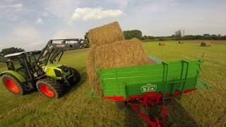 Ballen fahren mit Claas Axos 310 und Stoll ecoline FE 950p und IHC 633 mit Krone Emsland