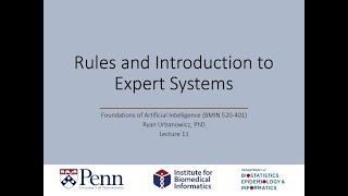 Lecture 11: Rules and Introduction to Expert Systems