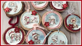 TUTORIAL Wooden Slices Christmas Ornaments | DIY | How To | Polkadoodles Winnie White Christmas