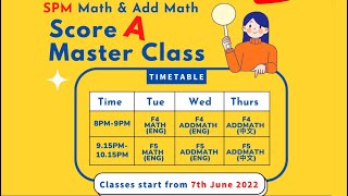 Finally Master Class 2022 for SPM Modern Math and Add Math is here!