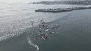 Wharf collapses at Santa Cruz bay amid high surf warning