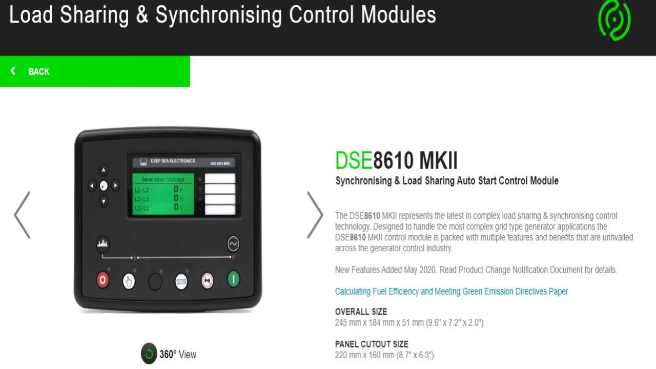 Dse8610 8620 Mkii Synchronising Load Sharing Auto Start Control