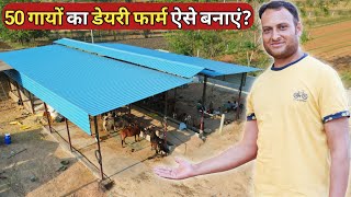 50 गायों का डेयरी फार्म ऐसे बनाएं// dairy farm shed design// how to make dairy farm shed design