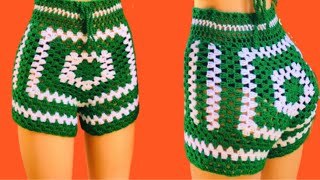 Crochet easy granny square shorts