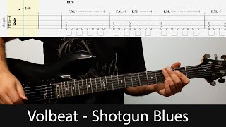 Volbeat - Shotgun Blues Guitar Riffs With Tabs And Backing Track(D Standard)