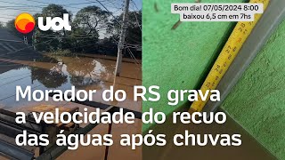 Enchentes no RS: Morador de São Leopoldo mostra em vídeo a velocidade do recuo das águas após chuvas