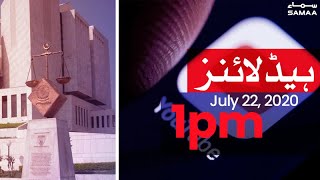 Samaa Headlines 1pm | Supreme court ka youtube per qabil e aitraaz mawaad ka notice | SAMAA TV