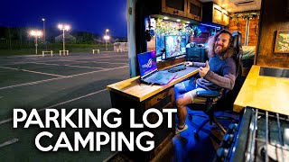 Luxury Stealth Camping & Gaming in Parking Lot