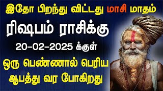 மாசி மாத ராசி பலன் 2025 ரிஷபம் ராசிக்கு 20.02.2025 க்குள் ஒரு பெண்ணால் ஆபத்து..??