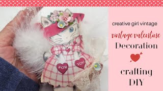 How to make a Vintage Cat Valentine Decoration/ornament~ Valentine Crafting DIY #crafting