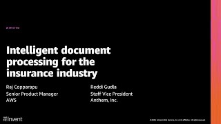 AWS re:Invent 2020: Intelligent document processing for the insurance industry