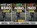 Intel arc b580 vs Intel  a770 Intel b750 vs RTX 4060 vs Rx 7600  vs Rx 3060 TI Intel Arc Battlemage